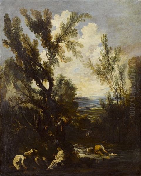 Kustenlandschaft Mit Figuren Oil Painting by Antonio Francesco Peruzzini