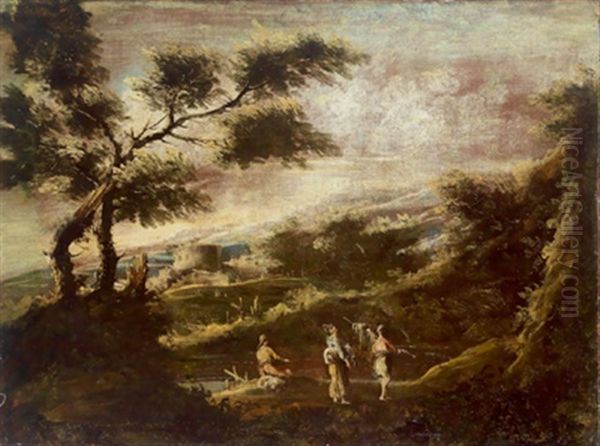 Landschaft Mit Figuren Oil Painting by Antonio Francesco Peruzzini