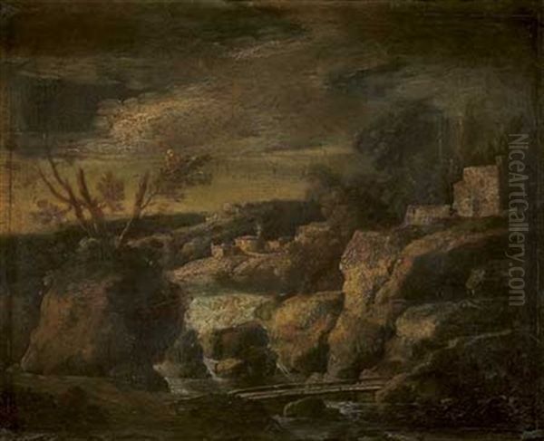 Paysage De Torrent Oil Painting by Antonio Francesco Peruzzini