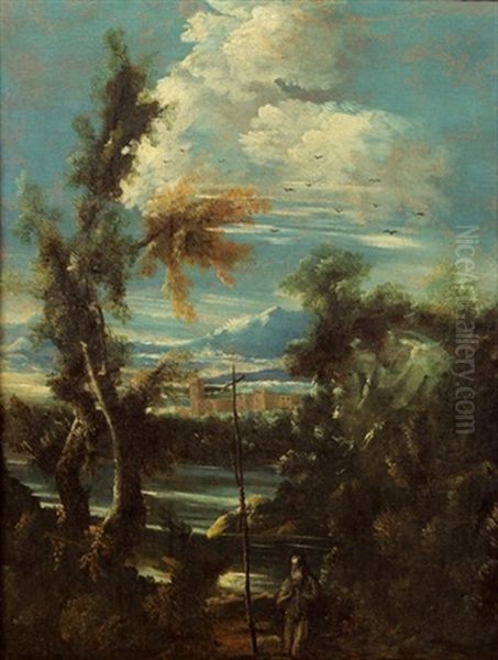 Landschaft Mit Hieronymus Als Eremit Oil Painting by Antonio Francesco Peruzzini