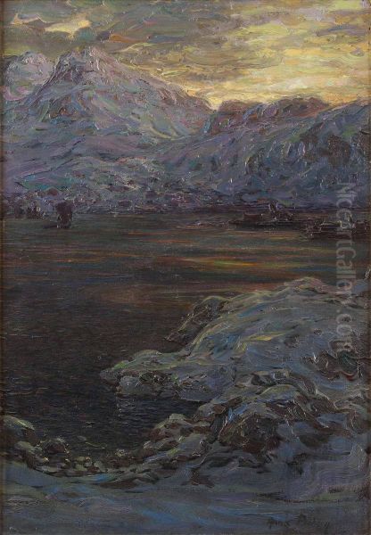 Bergslandskap Oil Painting by Anna Boberg