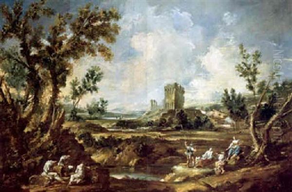 Landschaft Mit Figuren Oil Painting by Antonio Francesco Peruzzini