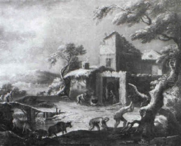 Paesaggio Invernale Oil Painting by Antonio Francesco Peruzzini