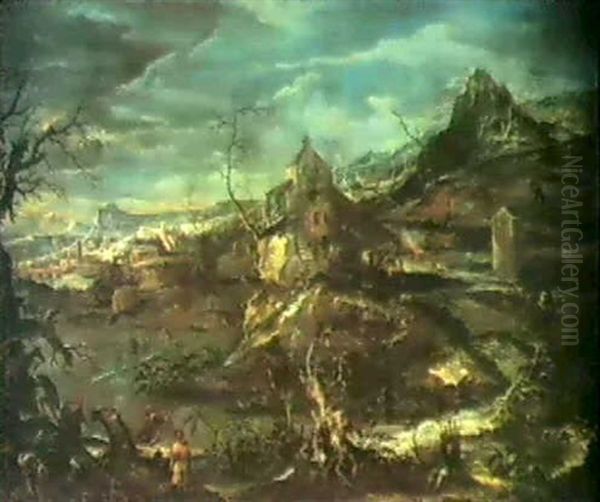 Paesaggio Invernale Oil Painting by Giovanni (Giambattista) Peruzzini