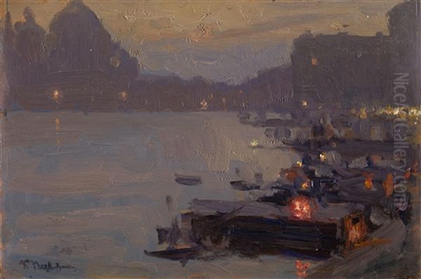 Evening In Venice Oil Painting by Konstantin Pervuchin