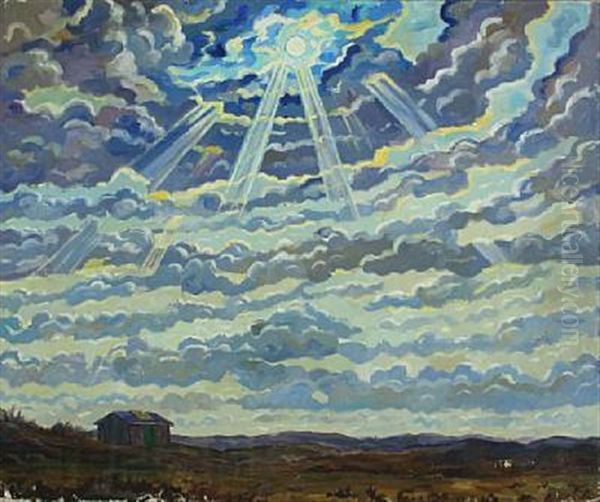 Sunlight Landscape Oil Painting by Matthias M. Peschcke-Koedt