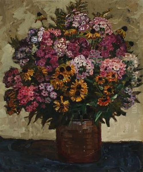 Still Life With Flowers Oil Painting by Matthias M. Peschcke-Koedt