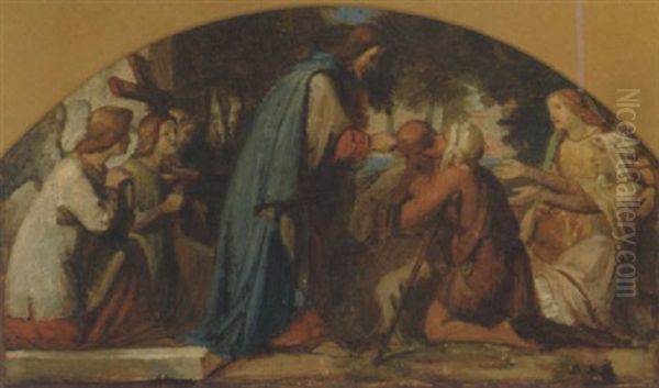 Austeilung Des Anbendmahles Durch Christus Oil Painting by Carl Gottlieb Peschel