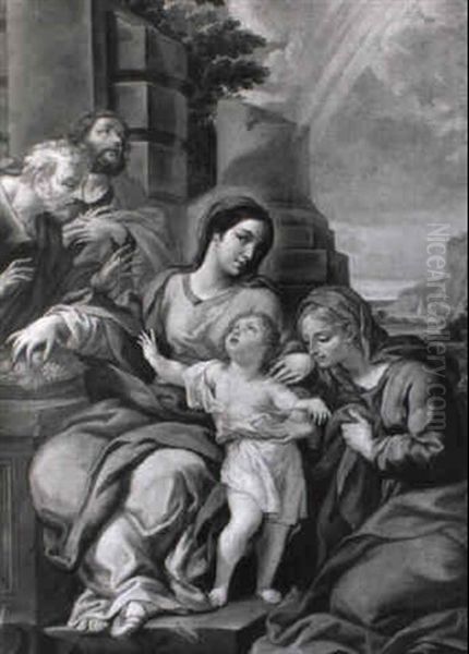 Sacra Famiglia E Santi Oil Painting by Girolamo Pesci