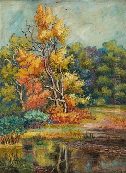 By The Lake Oil Painting by Jean Peske