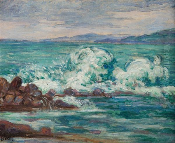 Rough Sea Oil Painting by Jean Peske