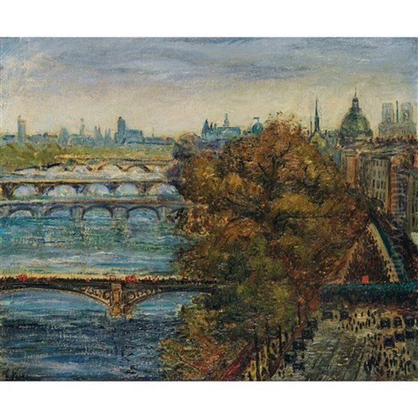 Vue De Paris Oil Painting by Jean Peske