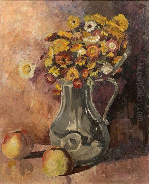 Vase De Fleurs Oil Painting by Jean Peske