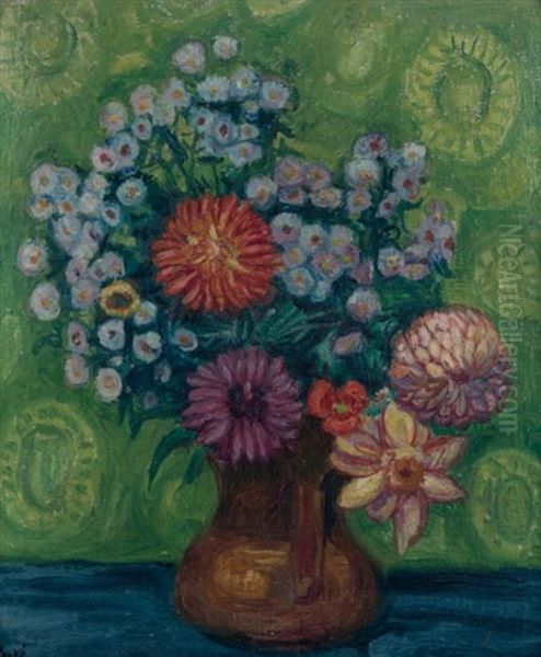 Bouquet De Fleurs Variees Oil Painting by Jean Peske