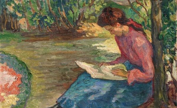 Lecture Dans Le Jardin Oil Painting by Jean Peske