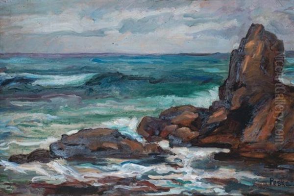 Marine, La Pointe De Gouron Oil Painting by Jean Peske