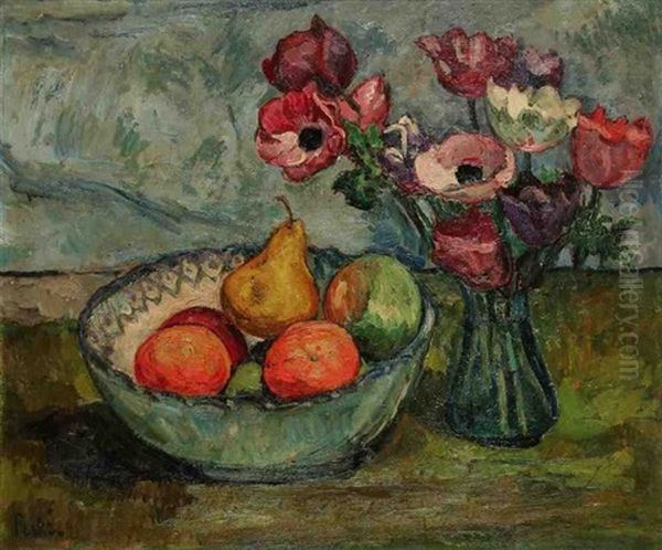 Nature Morte A La Corbeille De Fruit Oil Painting by Jean Peske