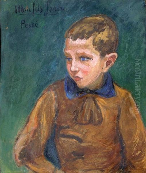 Le Fils De L'artiste Et Paysage (recto/verso) Oil Painting by Jean Peske