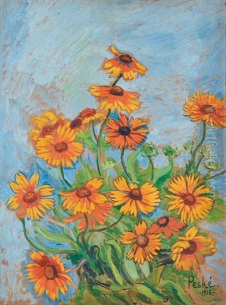 Marguerites Jaunes Oil Painting by Jean Peske