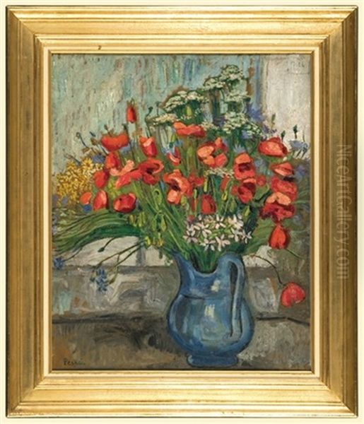 Country Flowers Oil Painting by Jean Peske