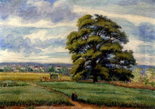 Paysage Au Chene Oil Painting by Jean Peske