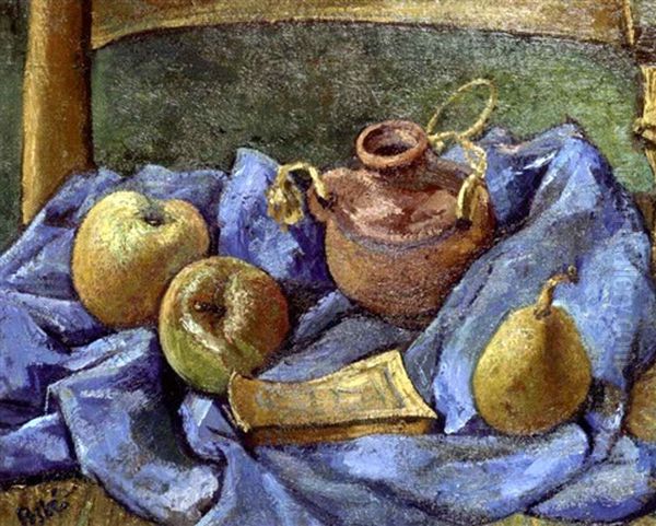 Nature Morte Au Drap Bleu Oil Painting by Jean Peske