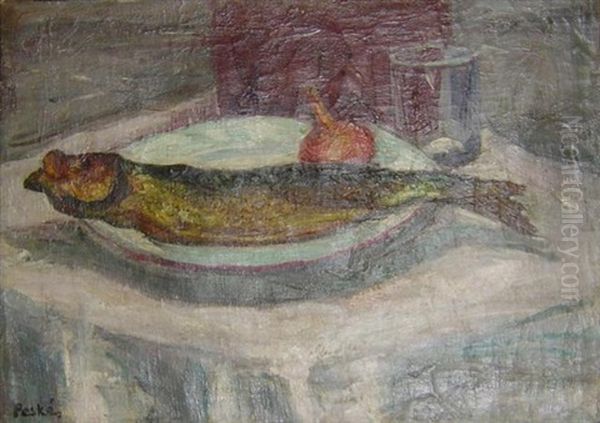 Nature Morte Au Poisson Oil Painting by Jean Peske