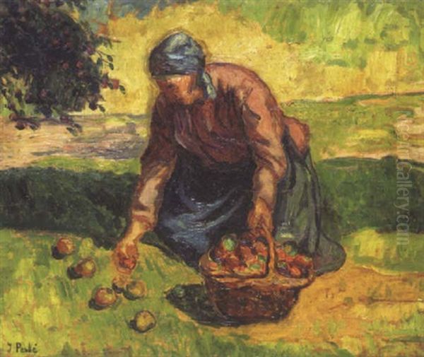 La Cueillette Des Pommes Oil Painting by Jean Peske