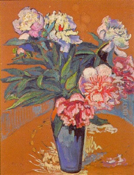 Pivoines Dans Un Vase Oil Painting by Jean Peske