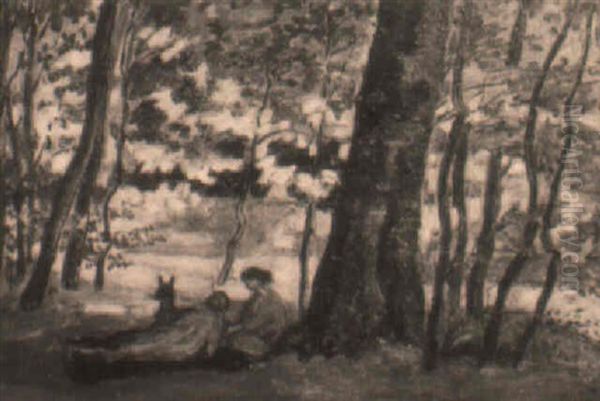 Repos Sous Les Arbres Oil Painting by Jean Peske