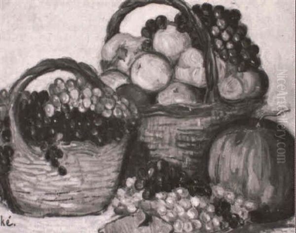 Paniers A Fruits Oil Painting by Jean Peske