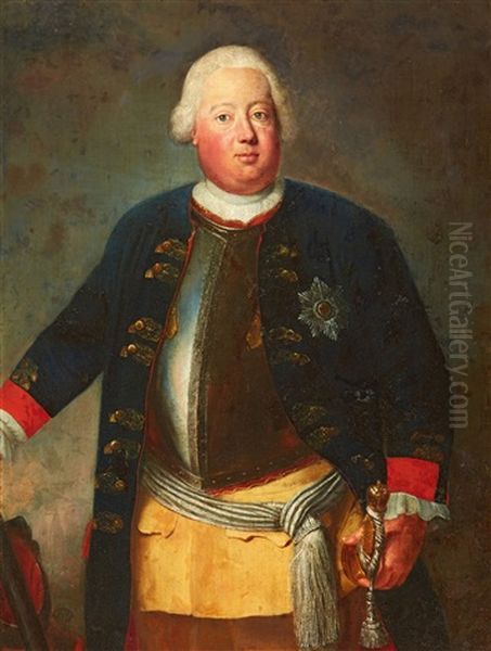 Portrait Of King Frederick William I Of Prussia Oil Painting by Antoine Pesne