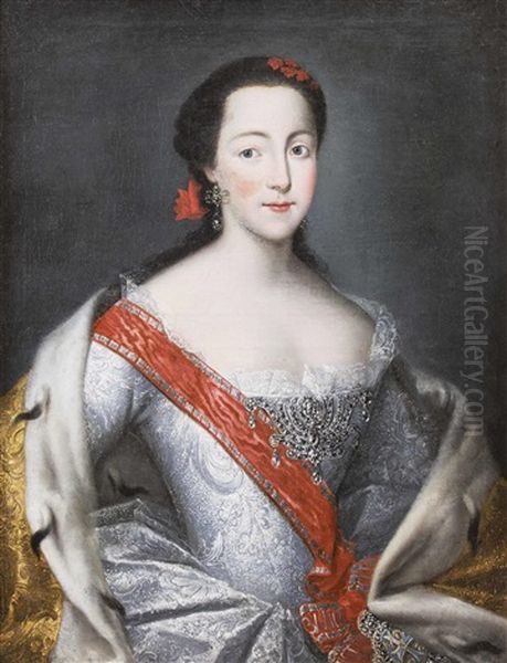 Portrat Katharina Ii. Alexejewna (geb. Sophie Auguste Friederike Von Anhalt-zerbst), Kaiserin Von Russland 1729-1796 Oil Painting by Antoine Pesne