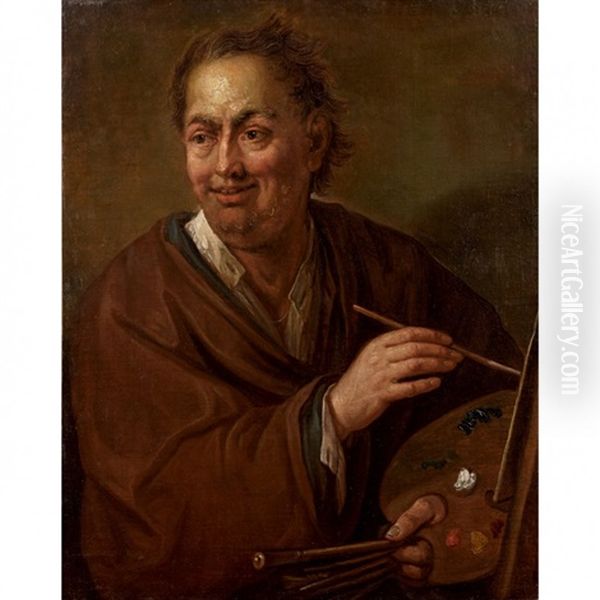 Portrait D'un Peintre Oil Painting by Antoine Pesne