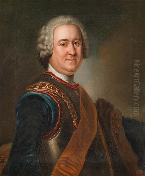 Portrat Des James Francis Edward Graf Keith (1696-1758) Als Preusischer Generalfeldmarschall Mit Dem Band Des Schwarzen Adlerordens Oil Painting by Antoine Pesne