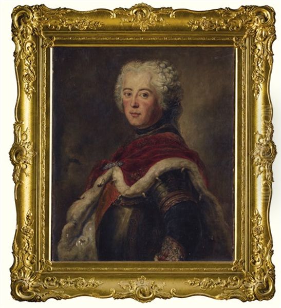 Portrait Of King Friedrich Ii Of Prussia Oil Painting by Antoine Pesne