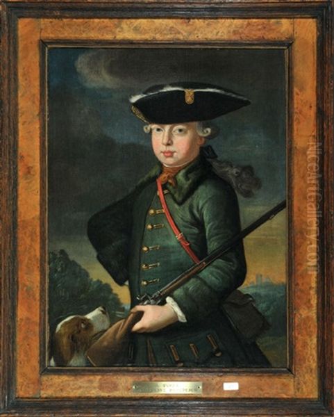 Halbportrait Von Kronprinz Friedrich In Jagdkleidung Oil Painting by Antoine Pesne