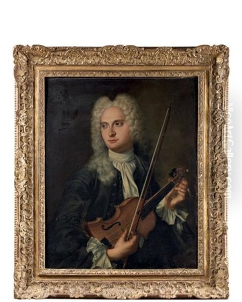 Portrait D'un Violoniste Oil Painting by Antoine Pesne