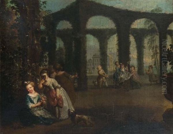 Jeux D'enfants Dans Un Parc Oil Painting by Antoine Pesne