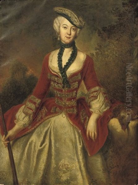 Portrait Of Countess Sophie Marie Von Vos Oil Painting by Antoine Pesne