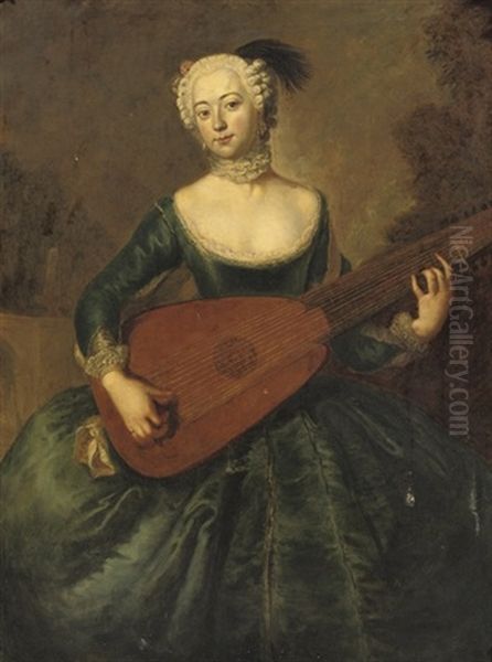 Portrait Of Eleonore Freifrau Von Keyserlingk Oil Painting by Antoine Pesne