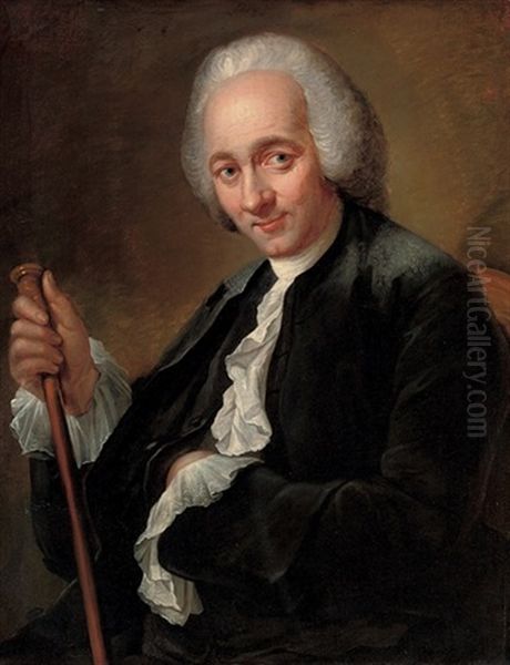 Portrait Of Jean-jacques Rousseau Oil Painting by Antoine Pesne