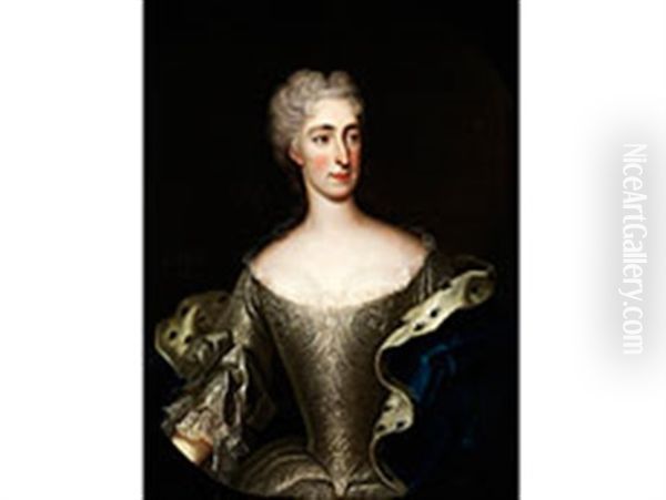 Halbbildnis Der Konigin Sophia Magdalena Von Schweden Oil Painting by Antoine Pesne