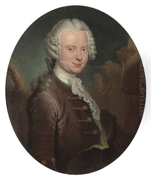 Portrait Of A Gentleman (jean Platzmann-lautier?) Oil Painting by Antoine Pesne