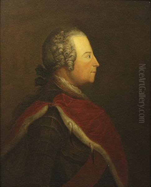 Portrait Of King Frederick Ii Of Prussia (1712-1786) Oil Painting by Antoine Pesne