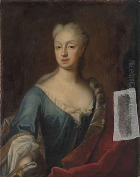 Portrait Of A Lady, Christiane Von Steinberg, Nee Von Bernstorff Oil Painting by Antoine Pesne