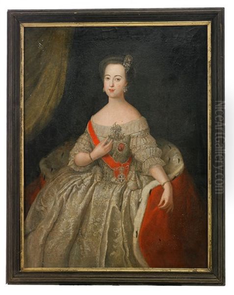 Portrait Of Grand Duchess Catherine Alexeievna (later Catherine Ii) Oil Painting by Antoine Pesne