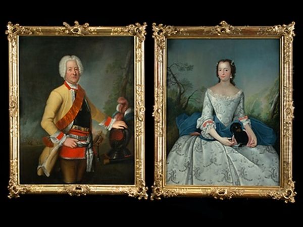 Portrait Als Wilhelm Dietrich Freiherr Von Buddenbrok (+ Portrait Al Abigail Von Buddenbrock; Pair) Oil Painting by Antoine Pesne