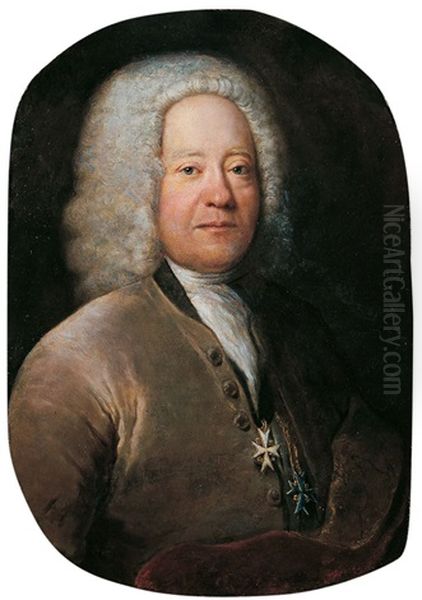 Bildnis Des Freiherrn Heinrich Christian Von Ende, Geschmuckt Mit Dem Johanniterorden Und Dem Orden Pour La Generosite Oil Painting by Antoine Pesne