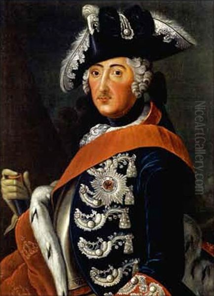 Portrait De Frederic Ii Oil Painting by Antoine Pesne